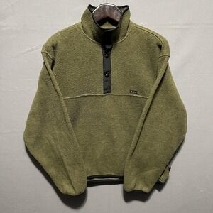 Woolrich Jacket Mens Large Green Fleece Snap Mock Neck Pullover Outdoor Hiking